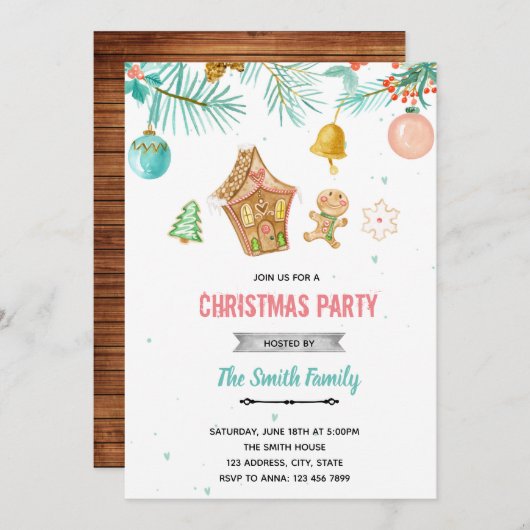 Invitation thème Noël pastel (Devant / Derrière)