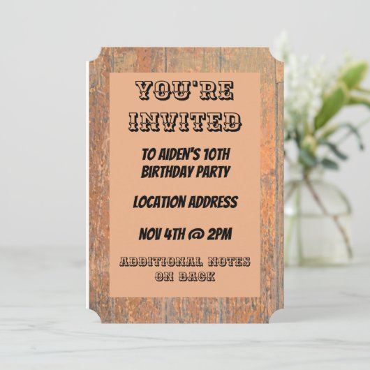 Invitation Thème occidental Cowboy (Debout devant)