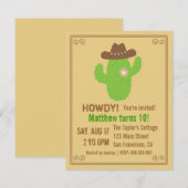 Invitation Thème occidental de cactus moderne pour fête d'ann (Devant / Derrière)
