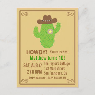 Invitation Thème occidental de cactus moderne pour fête d'ann
