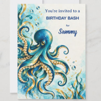Invitation Thème Océan | Pieuvre | Fête d'anniversaire