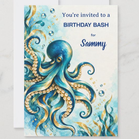 Invitation Thème Océan | Pieuvre | Fête d'anniversaire