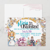 Invitation thème "ONEderland Wonderland" pour un p (Devant / Derrière)