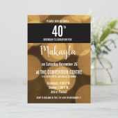 Invitation Thème or et noir, 40ème anniversaire, (Debout devant)