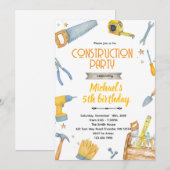 Invitation thème Outils de construction (Devant / Derrière)