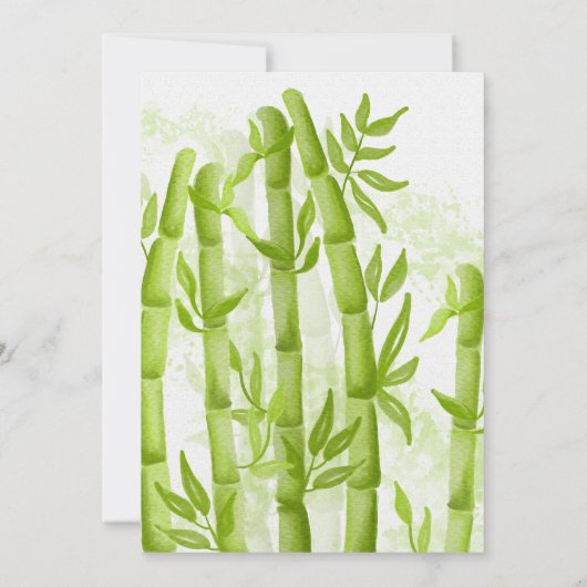 Invitation Thème Panda Bamboo Garçon Noir Blanc Vert (Dos)