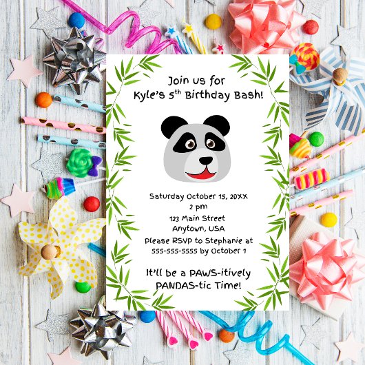 Invitation Thème Panda Mignon