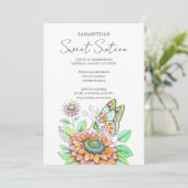 Invitation Thème papillon de fête d'anniversaire (Debout devant)