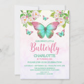 Invitation Thème papillon Fille d'anniversaire (Devant)