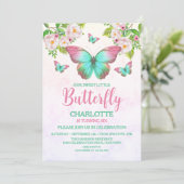 Invitation Thème papillon Fille d'anniversaire (Debout devant)