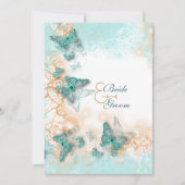 Invitation Thème papillon mariage aqua or (Devant)