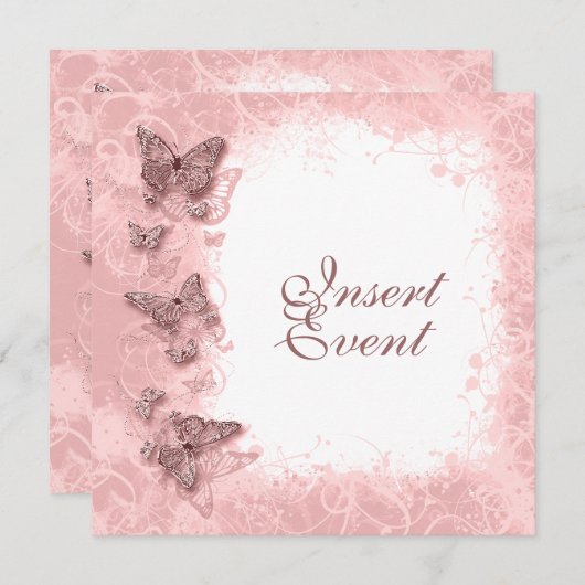 Invitation Thème papillon mariage fiançailles anniversaire (Devant / Derrière)