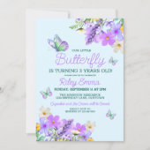 Invitation Thème Papillon Violet Douce Fille Anniversaire (Devant)