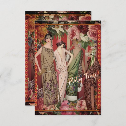 Invitation Theme Party Roaring 20 (Devant / Derrière)