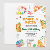 Invitation thème peinture et pizza (Devant / Derrière)