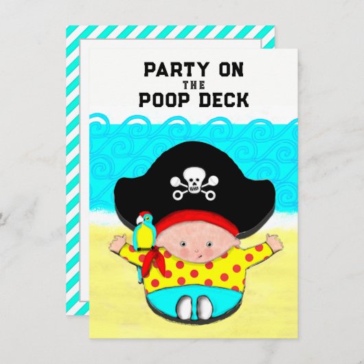 Invitation Thème Pirate baby shower (Devant / Derrière)
