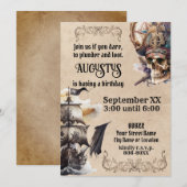 Invitation Thème Pirate vintage (Devant / Derrière)