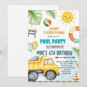Invitation thème piscine de construction mignonne (Devant / Derrière)