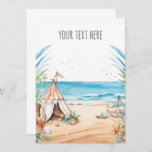 Invitation Thème plage (Devant / Derrière)