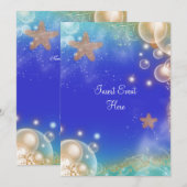 Invitation "Thème plage" élégant mariage fiançailles annivers (Devant / Derrière)