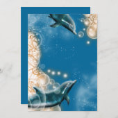 Invitation Thème plage - mariage dauphin élégant fête (Devant / Derrière)