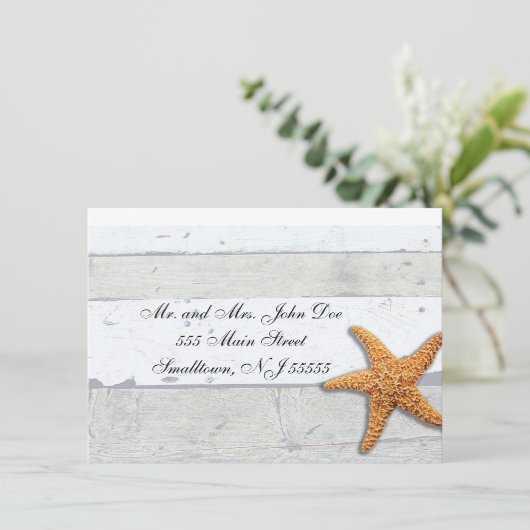 Invitation Thème Plage Starfish Mariage Rustique (Debout devant)