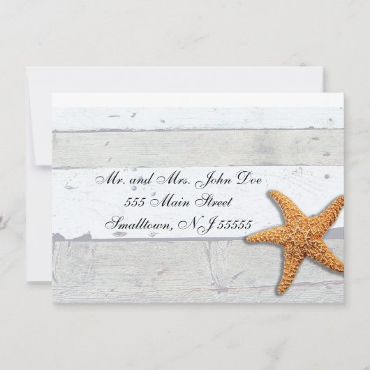 Invitation Thème Plage Starfish Mariage Rustique (Devant)