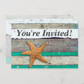 Invitation Thème Plage Starfish Mariage Rustique (Devant / Derrière)