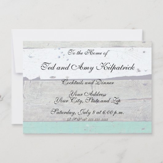 Invitation Thème Plage Starfish Mariage Rustique (Dos)