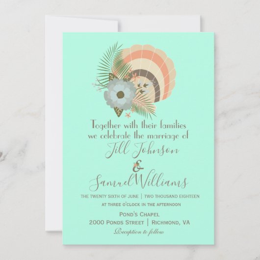 Invitation Thème Plage Turquoise (Devant)