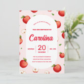 Invitation Thème pomme pour les 3 ans de ma fille (Debout devant)