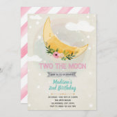 Invitation thème pour fille sous la lune (Devant / Derrière)
