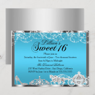 Invitation thème Princesse Blue Sparkle pour Sweet