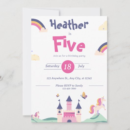 Invitation - Thème Princesse - Personnaliser Nom Â (Devant)