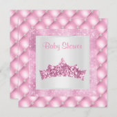 Invitation thème princesse rose baby shower diamants tiara (Devant / Derrière)