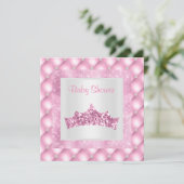 Invitation thème princesse rose baby shower diamants tiara (Debout devant)