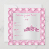 Invitation thème princesse rose baby shower diamants tiara (Dos)