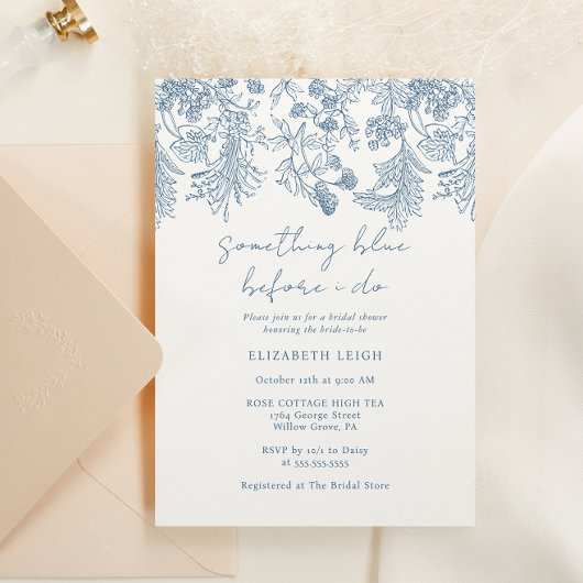 Invitation Thème Quelque Chose de Bleu Avant de Faire la Fête