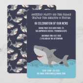 Invitation Thème Requin Mignon Été Plage Fête Océanique (Devant / Derrière)