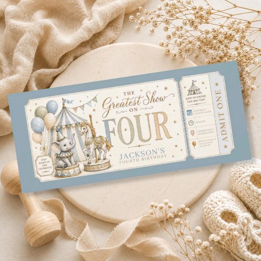 Invitation Thème rétro carnaval garçon 4ème anniversaire