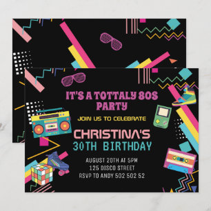 Invitation Thème rétro des années 80 Soirée disco années 80 J