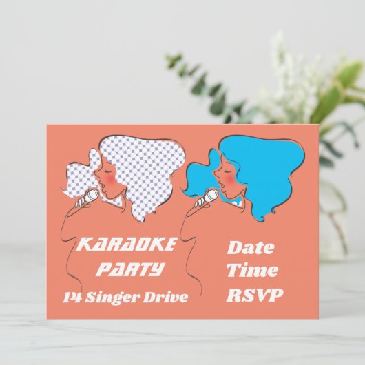 Invitation Thème rétro du karaoké (Debout devant)