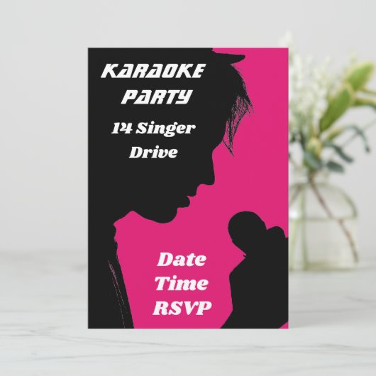 Invitation Thème rétro du karaoké (Debout devant)