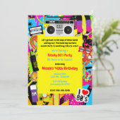 Invitation Thème Rétro Jaune Anniversaire Fête Evénement Anné (Debout devant)