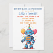 Invitation thème robot avec aquarelle de ballons (Devant)