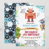 Invitation thème robot mignon (Devant / Derrière)