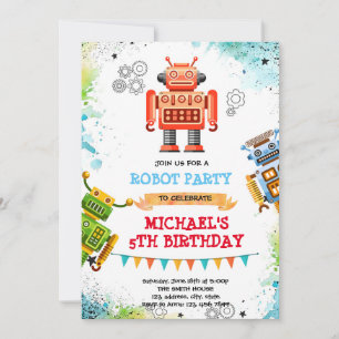 Invitation thème robot mignon