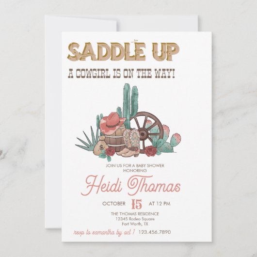 Invitation Thème Rodeo | Baby shower occidental (Devant)