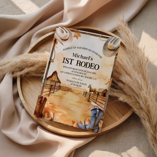 Invitation Thème Rodéo Cowboy Rustique pour 1er Anniversaire