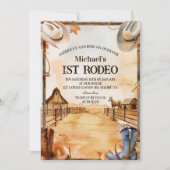 Invitation Thème Rodéo Cowboy Rustique pour 1er Anniversaire (Devant)